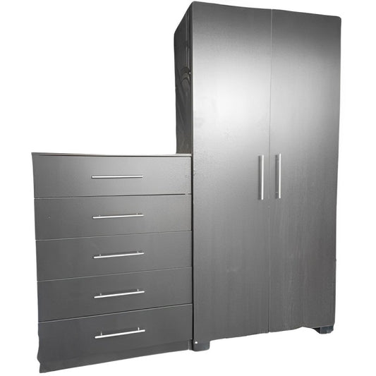 2 Door no Drawers Wardrobe on Sale and 5 Draw Chest Combo | CityCupboards®. Made in RSA - highest quality. Only pay on delivery. Full warranty and guarantee incl. 1-2 day delivery. Click here for more.