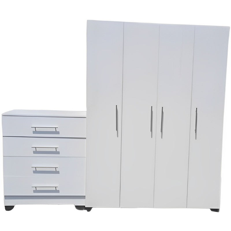 4 Door Wardrobe Cupboard and 4 Drawer Chest Combo | City Cupboards®. Made in RSA - Quality. Pay on delivery. Full warranty & guarantee. 1-2 day delivery. Click for more.