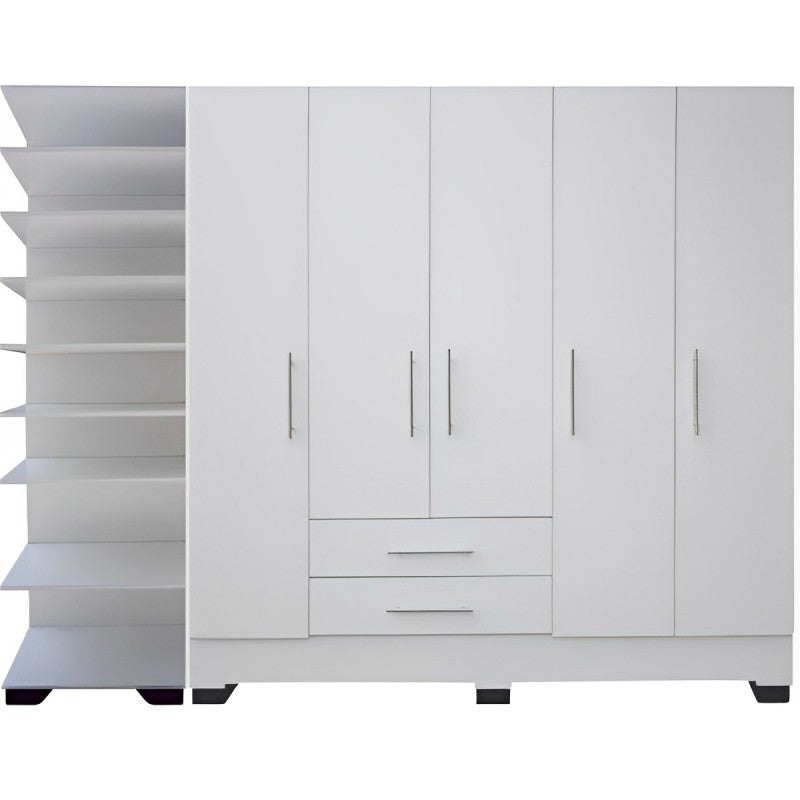 5 Door Wardrobe and Shoe Rack Bedroom Furniture Combo | City Cupboards®. Made in RSA - highest quality. Only pay on delivery. Full warranty. 2 day delivery. Click for more.