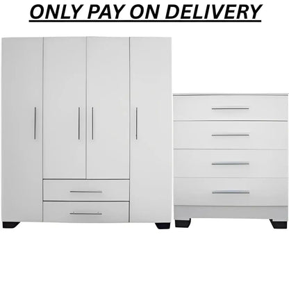 Cheap Wardrobe Combo With 4 Door & 4 Drawer Chest | City Cupboards®. Made in RSA - Quality. Pay on delivery. Full warranty & guarantee. 1-2 day delivery. Click here.